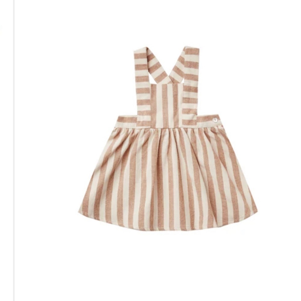 Rylee + Cru Beige Striped Pinafore Dress rust stripes